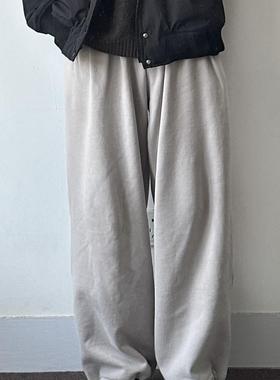 WHICHONE日系秋冬加绒可束脚垂感卫裤休闲宽松抽绳束脚裤
