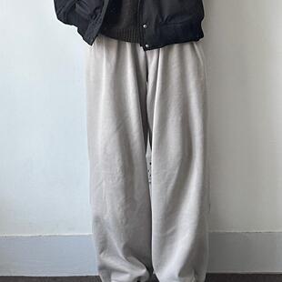 WHICHONE日系秋冬加绒可束脚垂感卫裤休闲宽松抽绳束脚裤