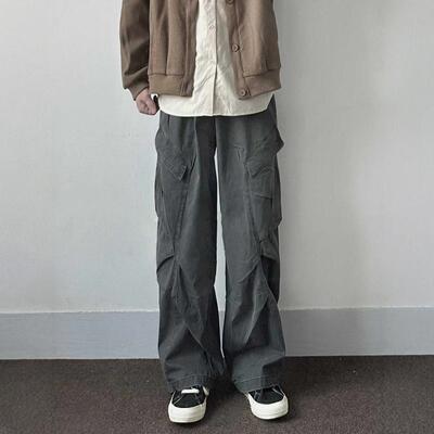 WHICHONE褶皱多口袋伞兵裤