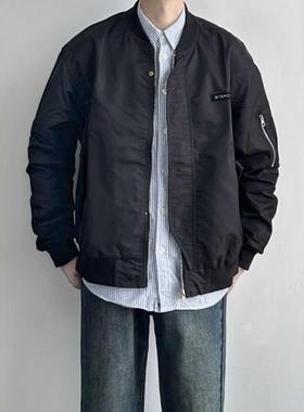 WHICHONE 春秋日系飞行夹克男宽松棒球服休闲外套多口袋贴