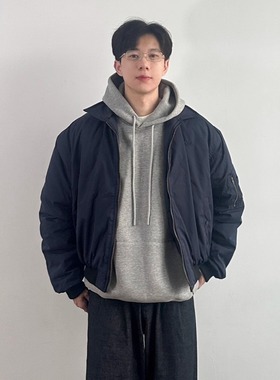 WHICHONE美式飞行夹克棉服cleanfit男冬季短款翻领棒球服加厚外套