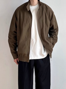 WHICHONE 日系复古水洗立领宽松休闲百搭工装夹克外套男