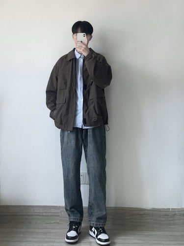 WHICHONE翻领春秋宽松多口袋夹克