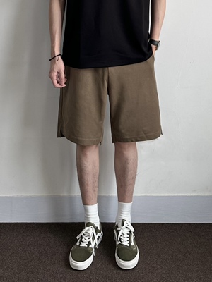 WHICHONE抽绳纯色五分裤