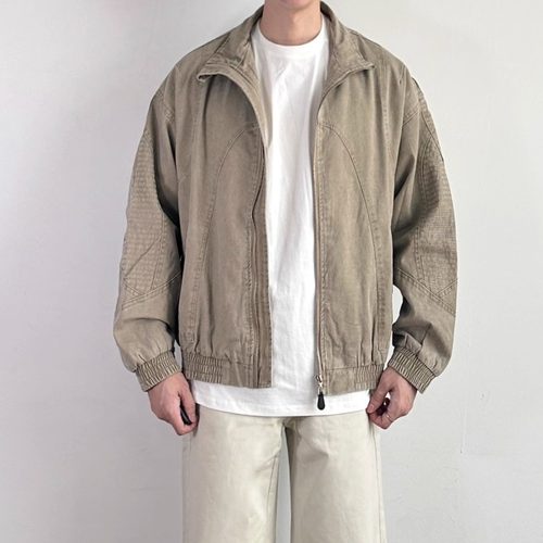 WHICHONE美式秋季复古水洗做旧牛仔外套男宽松休闲百搭夹克上衣