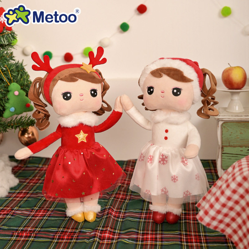 metoo咪兔圣诞安吉拉毛绒玩具卷发女孩公仔节日礼物跨境儿童玩具