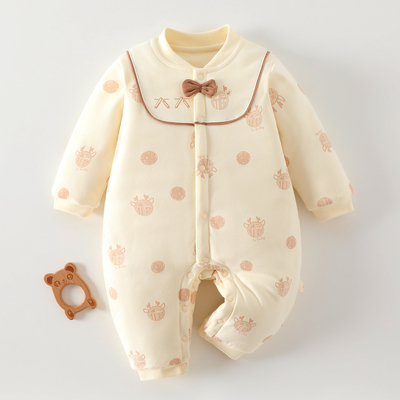 120g婴儿连体衣棉服冬季保暖纯棉宝宝冬装婴幼儿衣服春秋夹棉外套