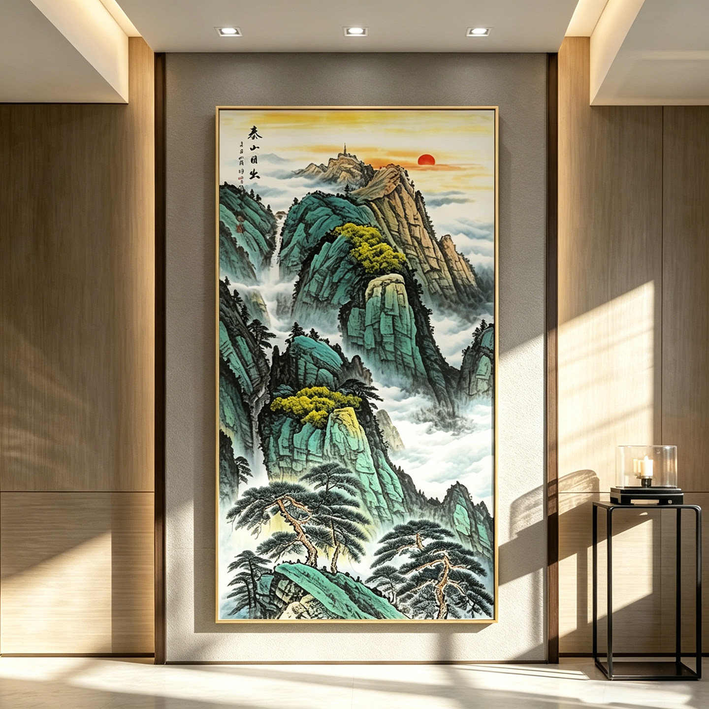 有山无水画靠山图泰山日出旭日东