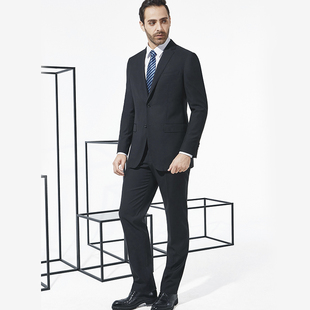 春季黑色两扣男士商务正装男西装职业装面试套装物业售楼部工作服
