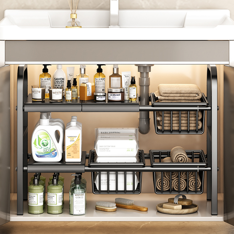 碳钢免打孔厨房下水槽置物架