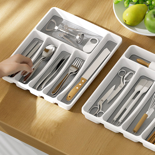 筷子收纳盒厨房抽屉餐具刀叉勺带分格餐具收纳分格橱柜厨具整理盒