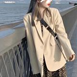 百搭一粒扣女宽松韩版卡其色西装韩版设计感春秋休闲气质小个子，女装连衣裙，浙宝318