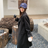 黑毛呢外套中长款学院赫本风2025春秋新款加厚呢自拍p100168，女装毛呢外套，浙宝318