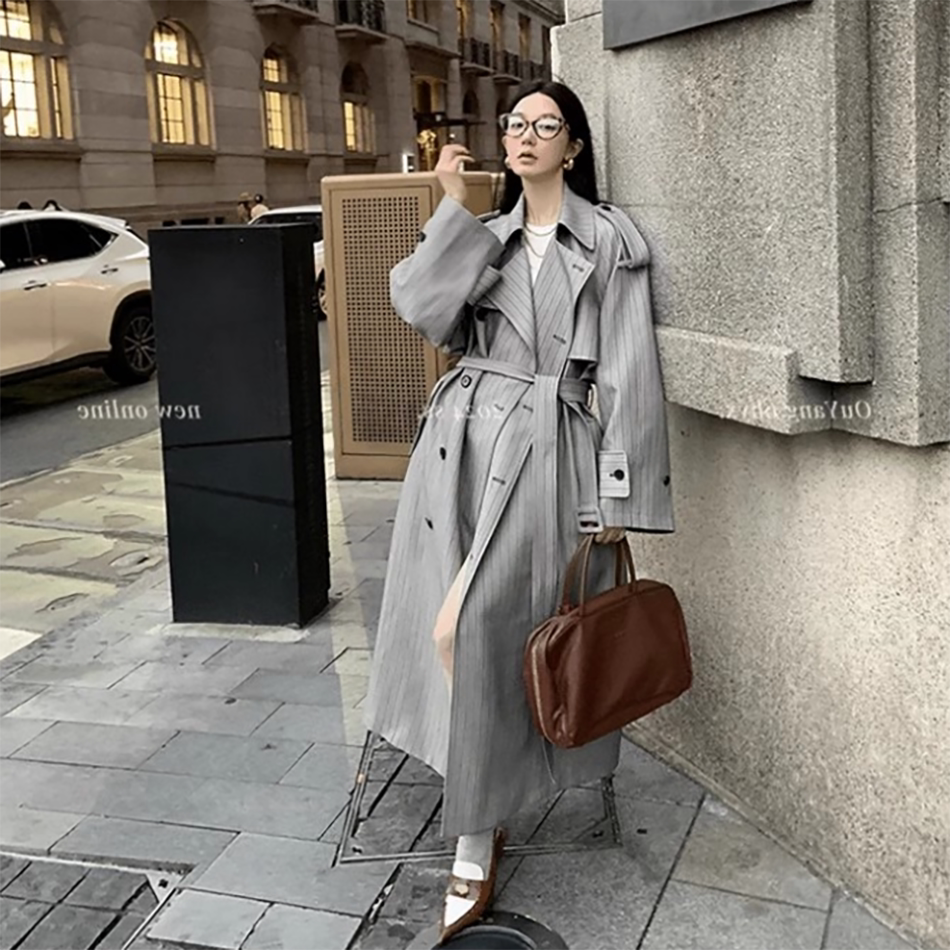 2026春秋中长款高端英伦风衣女时髦小个子显瘦西装外套潮p115k198,女装风衣,浙宝318