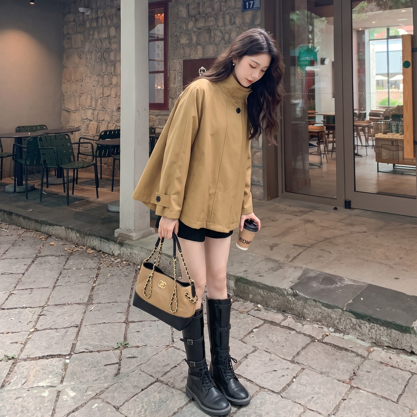 韩系设计感连帽风衣女短款宽松休闲外套小个子秋季穿搭,女装风衣,浙宝318