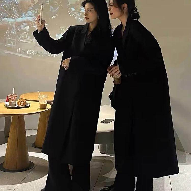 黑色毛呢大衣外套2026新款秋冬高级感小个子呢子赫本风39-p95k158图片