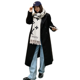 黑毛呢外套中长款学院赫本风2025春秋新款加厚呢自拍p100168，女装毛呢外套，浙宝318