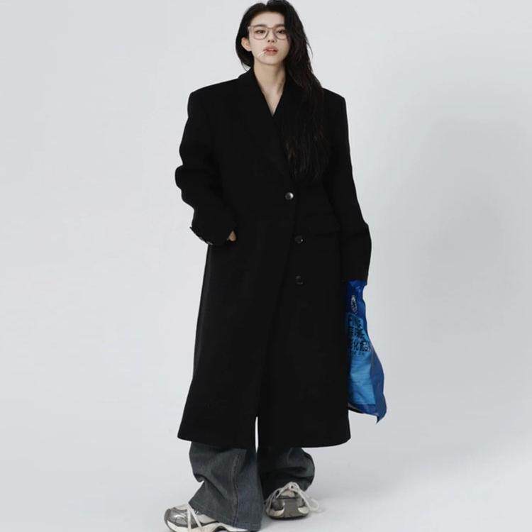 加厚黑毛呢外套女呢子2025秋冬新款高级感小个子赫本风39p95k158，女装毛呢外套，浙宝318