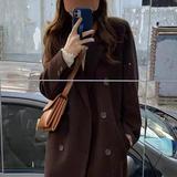 加厚黑毛呢外套女呢子2025秋冬新款高级感小个子赫本风39p95k158，女装毛呢外套，浙宝318