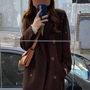 加厚黑毛呢外套女呢子2025秋冬新款高级感小个子赫本风39p95k158图片