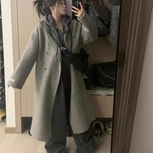 灰色呢子大衣2026秋冬新款毛呢外套高级感慵懒风中长款825p95k168图片
