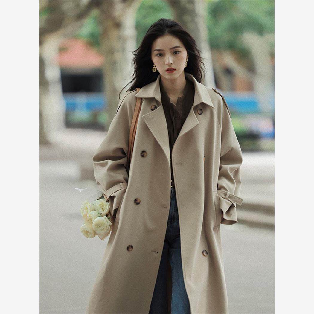 2026年流行中长款洋气英伦风衣外套春秋季宽松ins大衣18p95k178,女装风衣,浙宝318