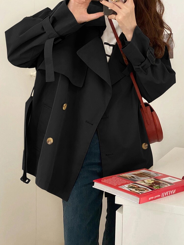 卡其色风衣女短款小个子2025新款早春秋季今年流行休闲高级感外套,女装风衣,浙宝318