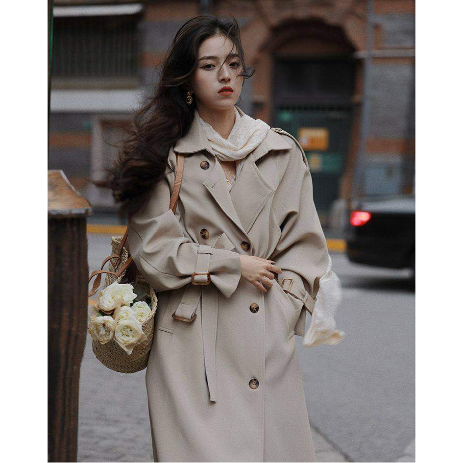2026年流行中长款洋气英伦风衣外套春秋季宽松ins大衣18p95k178，女装风衣，浙宝318