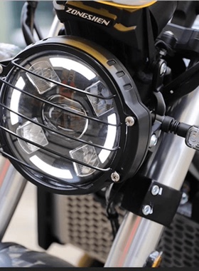 宗申赛科龙RE3\ZS400\RZ3S\RA250S改装不锈钢大灯罩保护网罩灯圈