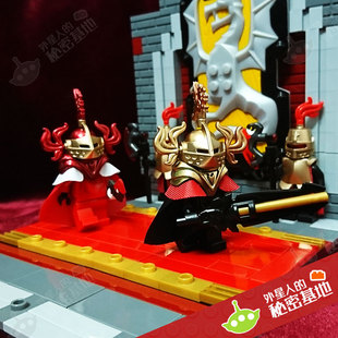 乐高lego 绝版超稀有城堡人仔零件 金属红/金飞龙皇冠骑士 头盔甲