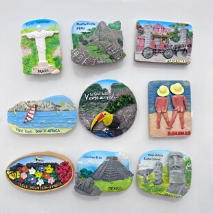 国外冰箱贴旅游纪念品秘鲁马丘比丘智利巴哈马墨西哥立体磁贴