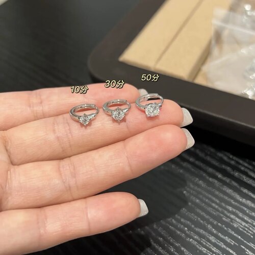 新品！10分、30分、50分莫桑钻单钻耳圈 S925银耳环耳扣
