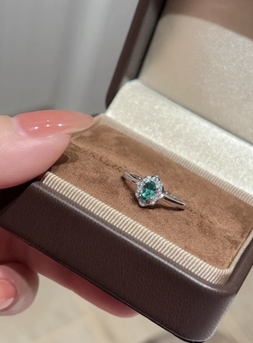 新品！0.3ct培育祖母绿戒指925银