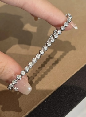 新品！高品质莫桑钻泡泡满钻手链 925银网球手链