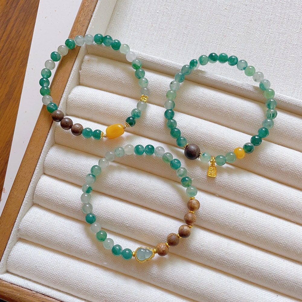 轻奢天然非洲翠玉石手串檀木蜜蜡蓝翡葫芦串珠手链新中式百搭手饰,珠宝/钻石/翡翠,手链/手串,淘宝优惠券,粉丝福利购,淘宝优惠卷
