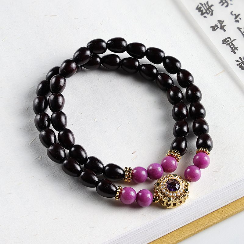 天然紫檀手串双圈手链男女配饰