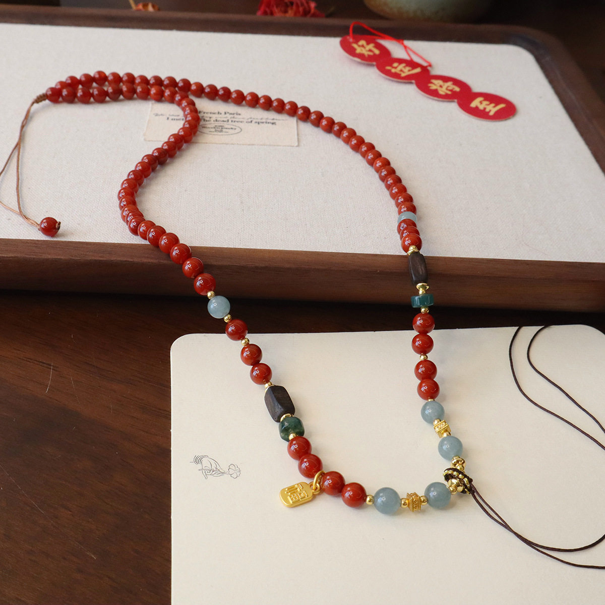 轻奢手工编织天然南红玛瑙万能链串珠项链女毛衣链蓝水翡翠新中式,饰品/流行首饰/时尚饰品新,颈饰,淘宝优惠券,粉丝福利购,淘宝优惠卷