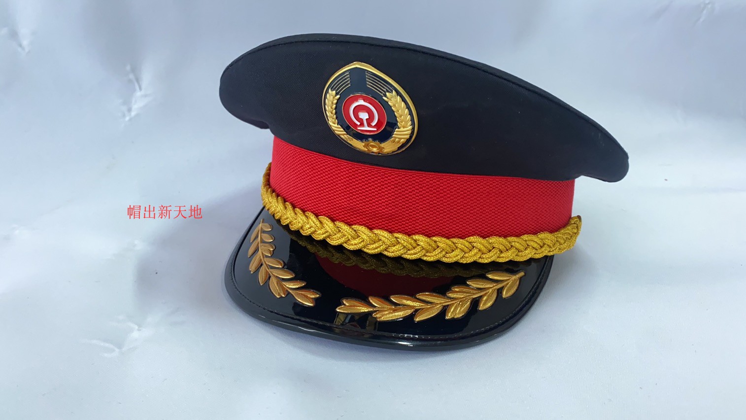 铁路大盖帽高铁动车乘务员帽子列车长保安大檐帽制服帽男女款夏季