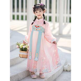 佐木原创高端女童汉服仙女裙粉色日常儿童古装超仙春秋小女孩裙子