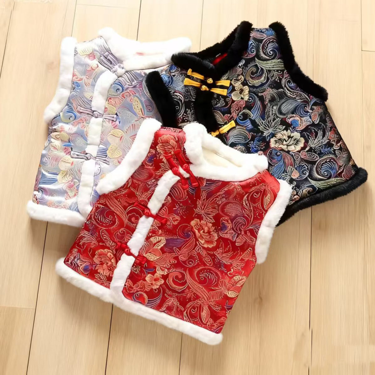 儿童马甲男童冬季棉背心女宝宝中国风汉服小坎肩周岁婴儿衣服过年