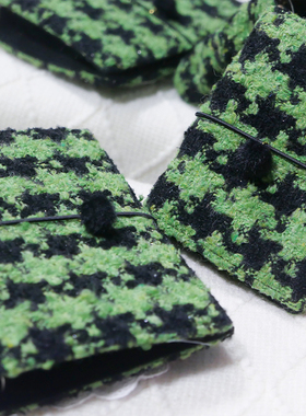 躲在耳里|限量毛呢活页|复古黑绿千鸟格纹大气氛围重工手帐本m5a7