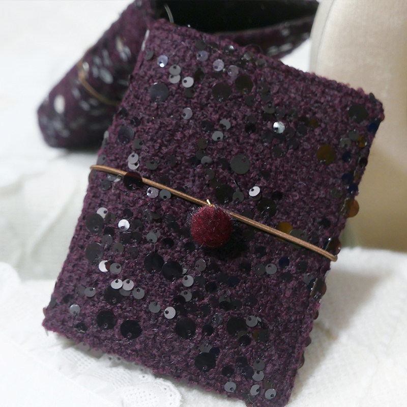 躲在耳里|限量毛呢活页|紫色亮片高级质感复古氛围重工手帐本m5a7,文具电教/文化用品/商务用品,手帐/日程本/计划本,淘宝优惠券,粉丝福利购,淘宝优惠卷