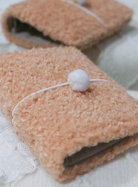 躲在耳里|限量书衣|毛茸茸复古橙色羊羔毛氛围重工活页手帐本m5a7