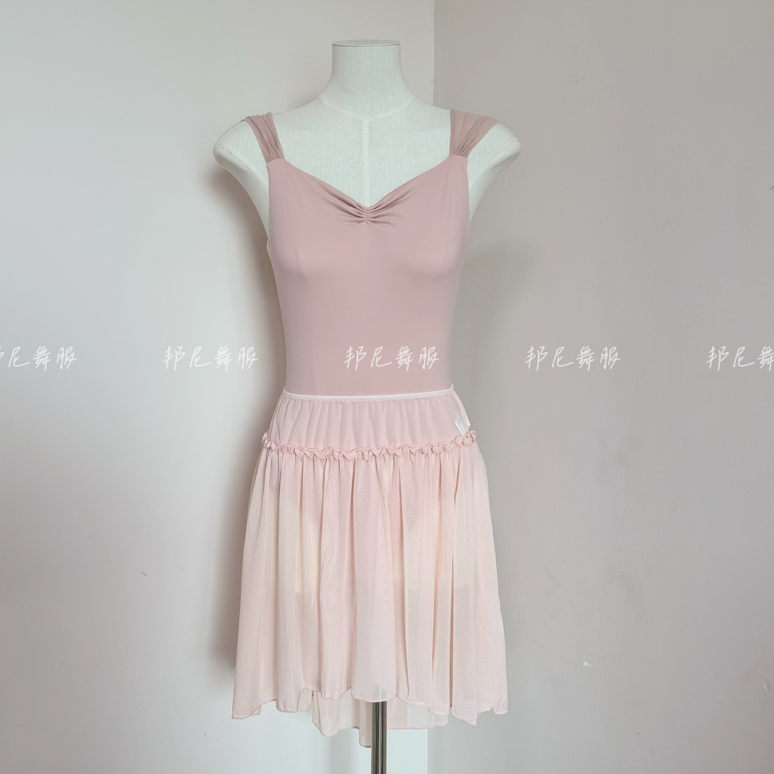 邦尼新款芭蕾舞练功服网纱拼接体操服女成人网纱裙体操服空中瑜伽