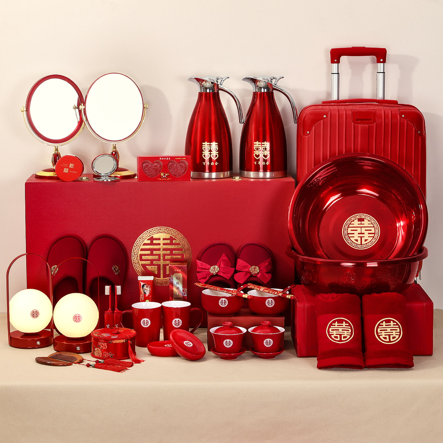 新娘结婚陪嫁套装婚礼喜盆备婚