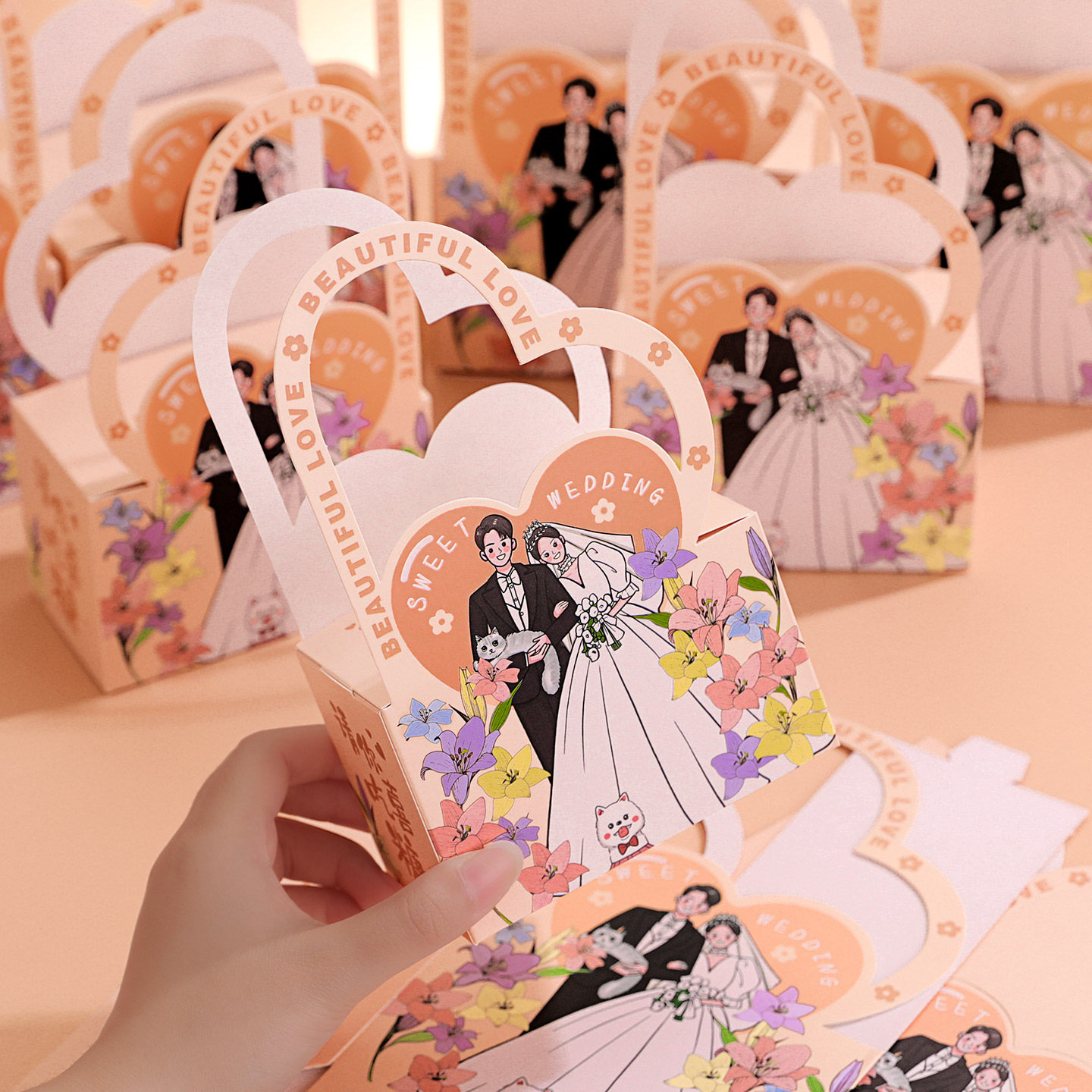 结婚喜糖盒子婚礼伴手礼手提糖盒