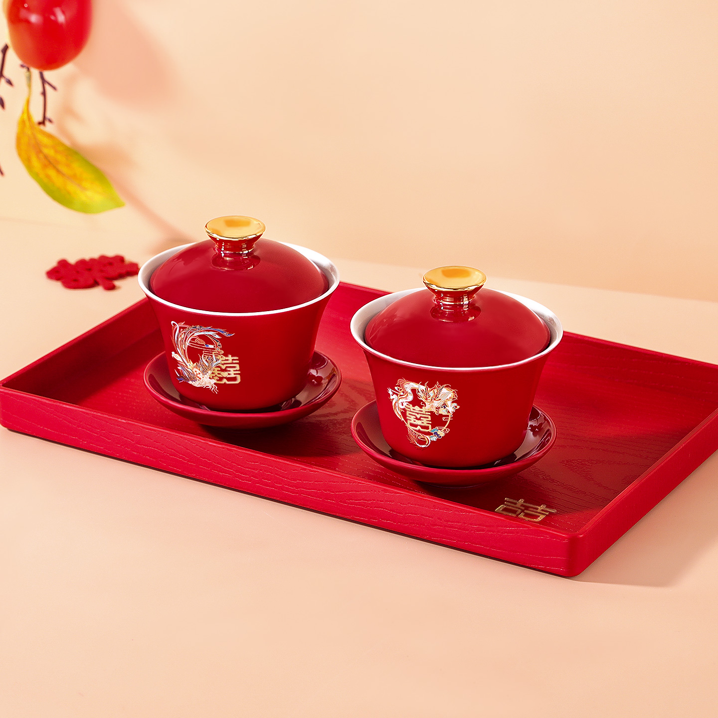 结婚敬茶杯子一对新娘改口杯