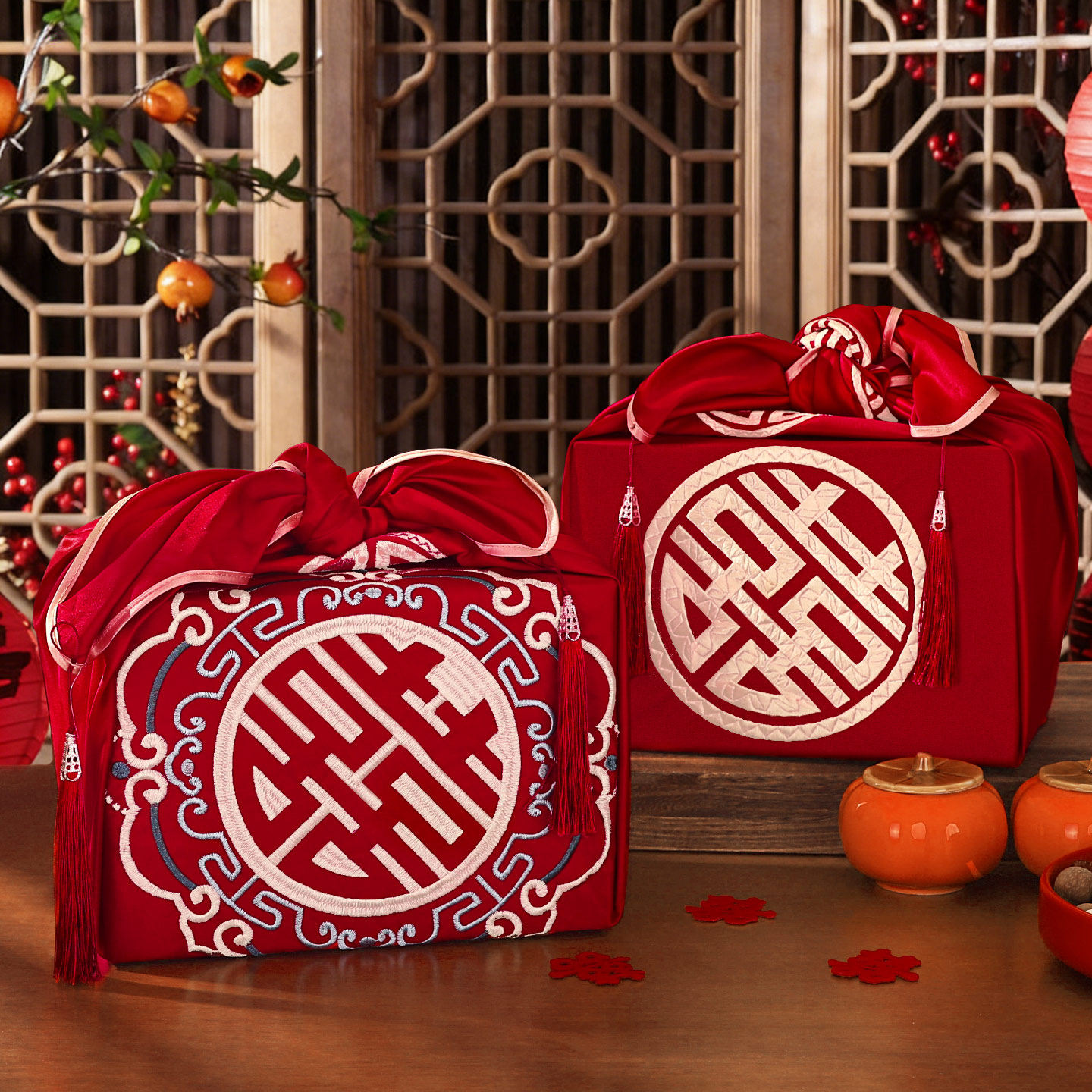 结婚包袱皮一对女方娘家陪嫁套装红色喜盆大号包裹布婚庆用品大全,节庆用品/礼品,创意礼盒/礼品套组,淘宝优惠券,粉丝福利购,淘宝优惠卷