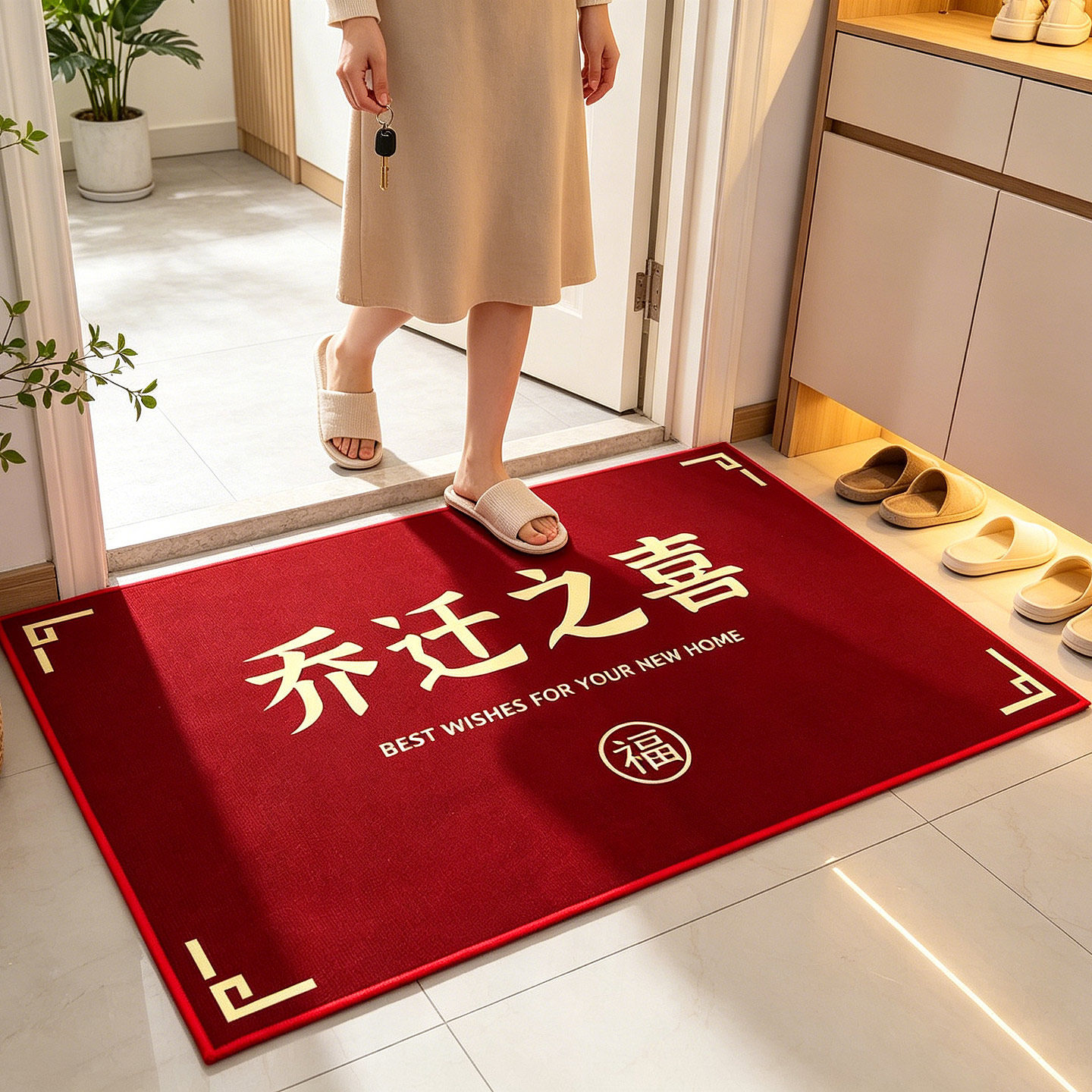 乔迁之喜脚垫新居布置礼品装饰入户门垫地垫礼物搬家入宅仪式用品
