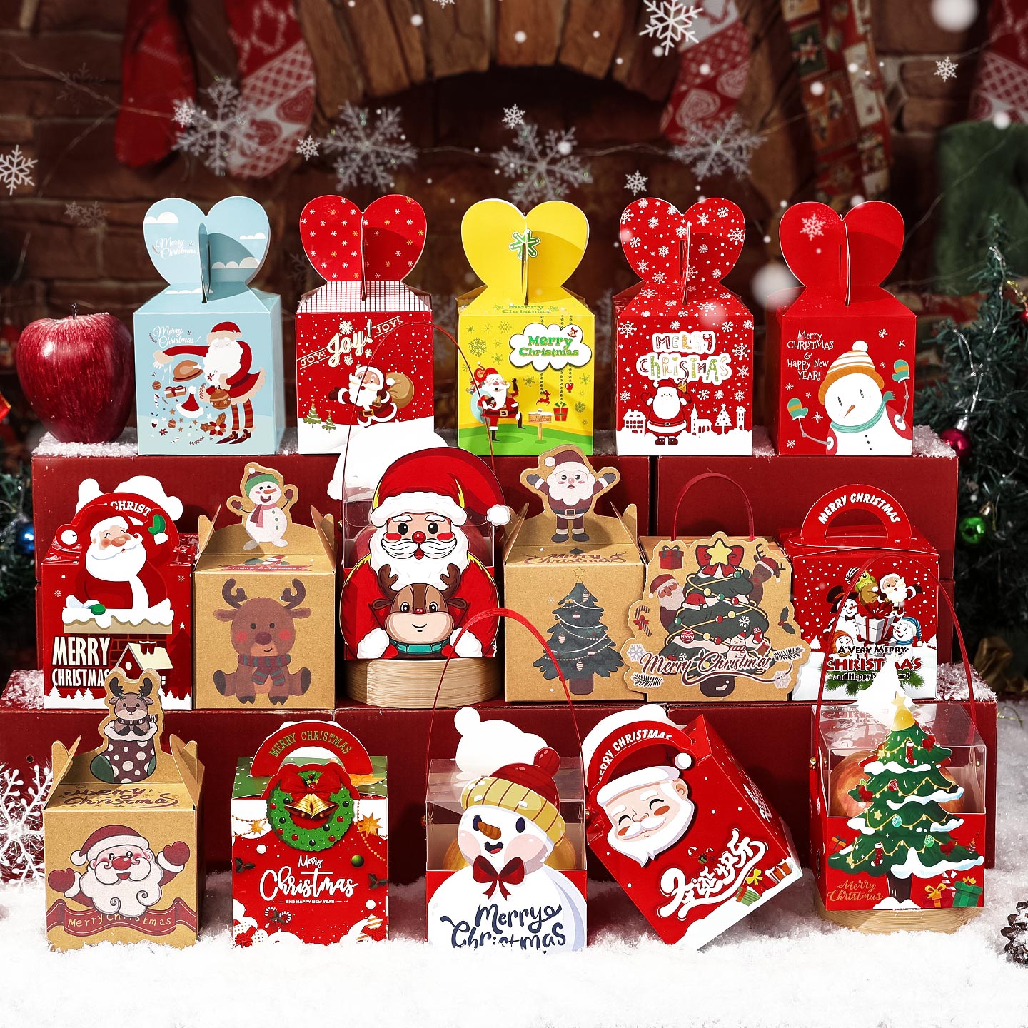 平安夜苹果盒圣诞节开窗礼物盒